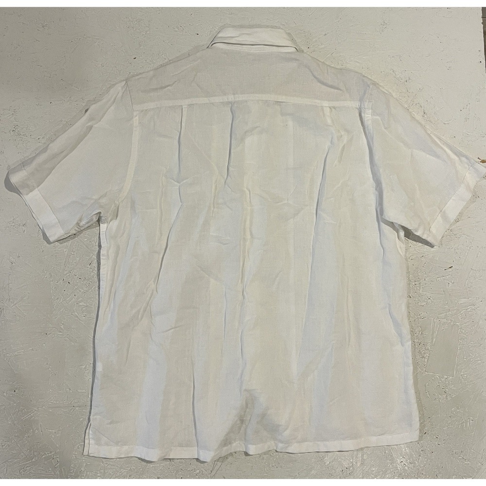 Tasso Elba Island Natural Linen Wooden Button Up Shirt Men's Size Large White - Picture 11 of 11